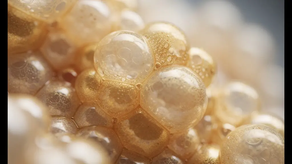 Macro view of adipose tissue showing cellular activity