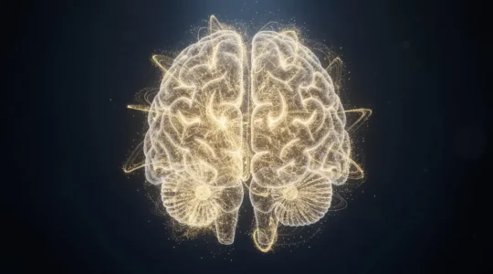 Meditative state showing neural connections and brain transformation through meditation practice