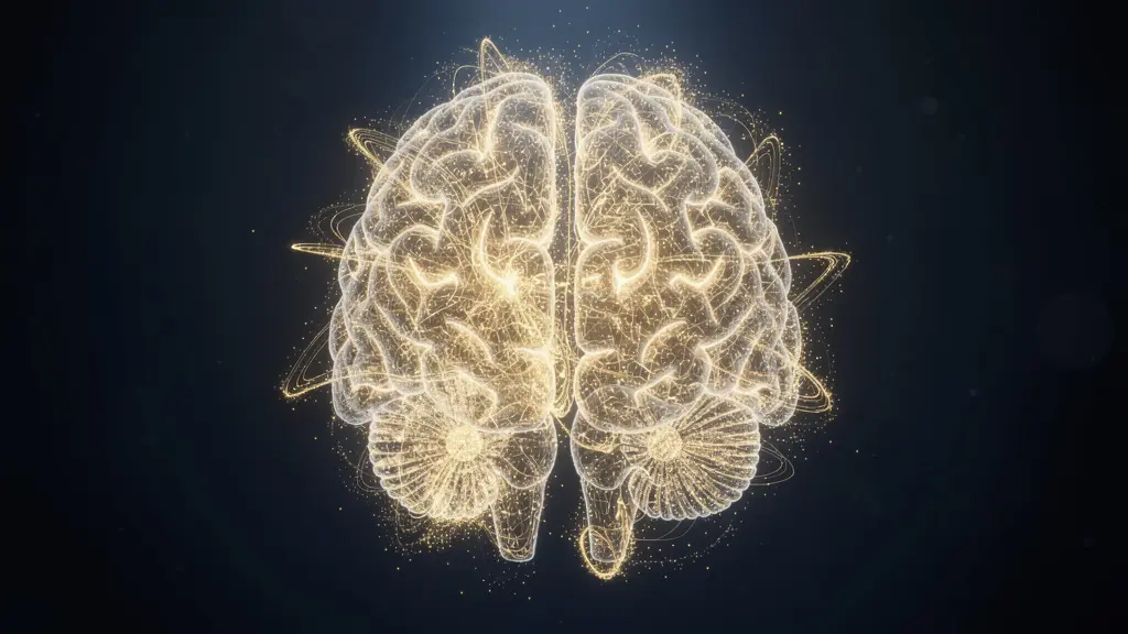 Meditative state showing neural connections and brain transformation through meditation practice
