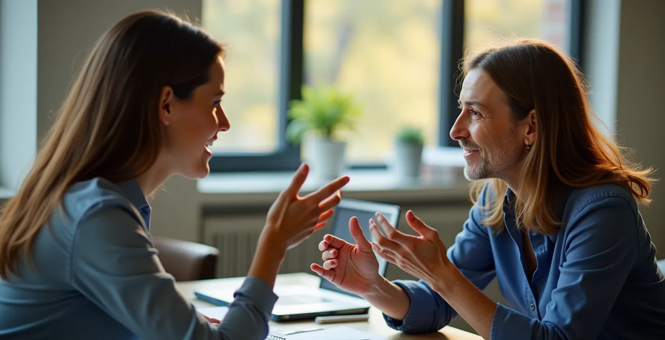 Professional finding joy in current work while mentoring colleague