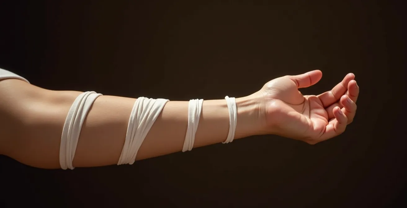 Close-up demonstration of upward massage strokes showing directional flow toward heart