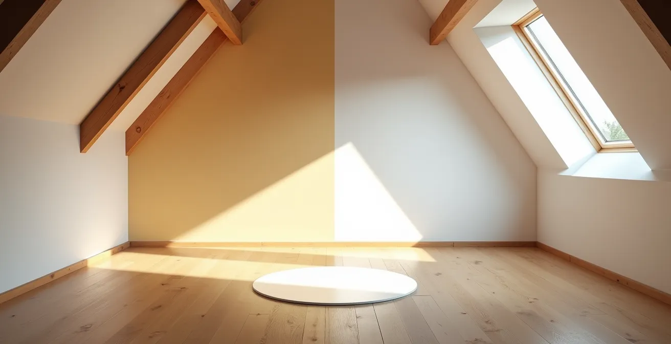 Comparison of light distribution patterns from a tubular skylight showing even, diffused light versus a traditional window casting an angular shaft of light.